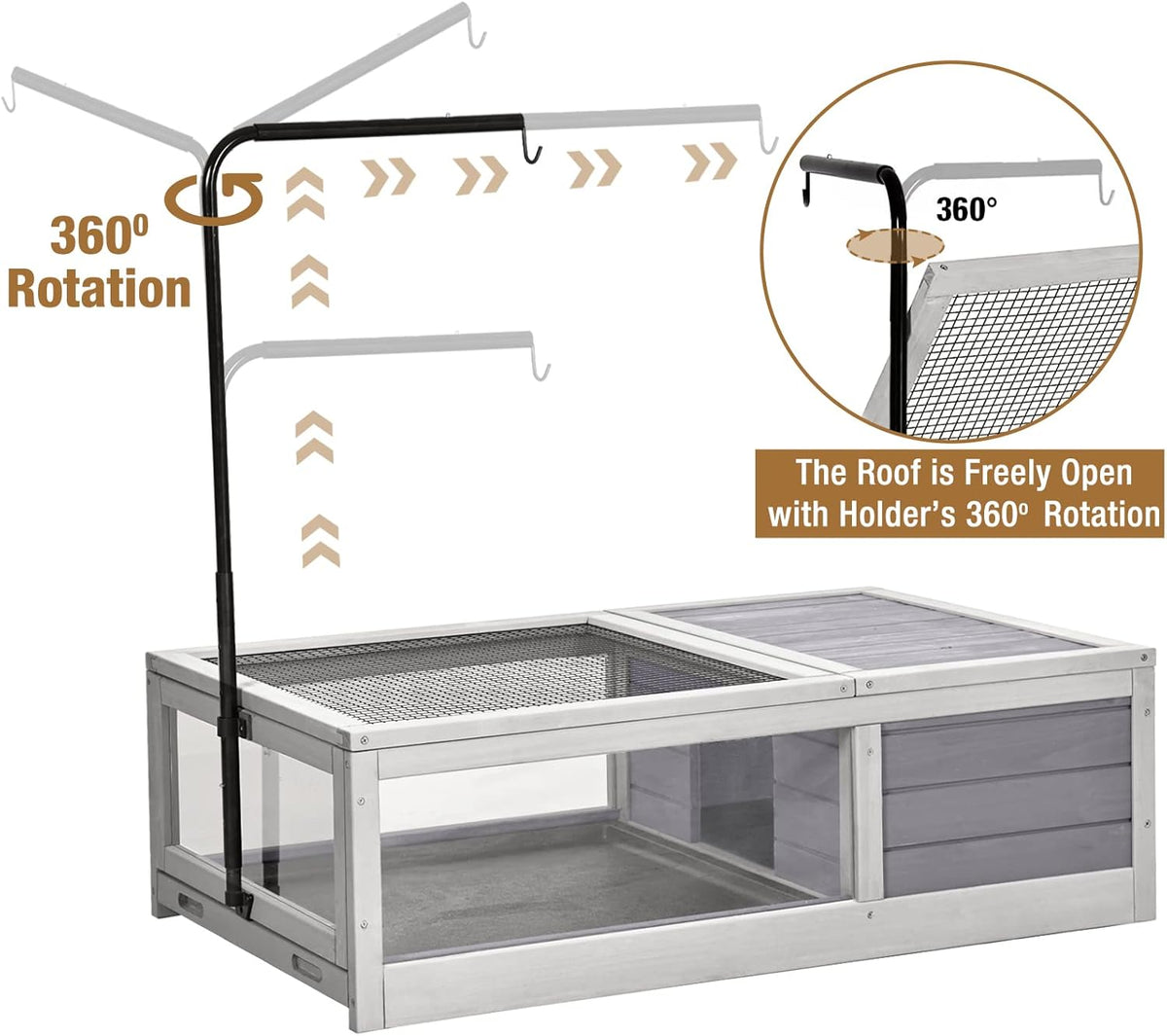 Wooden Tortoise House Habitat with Light Support C457270