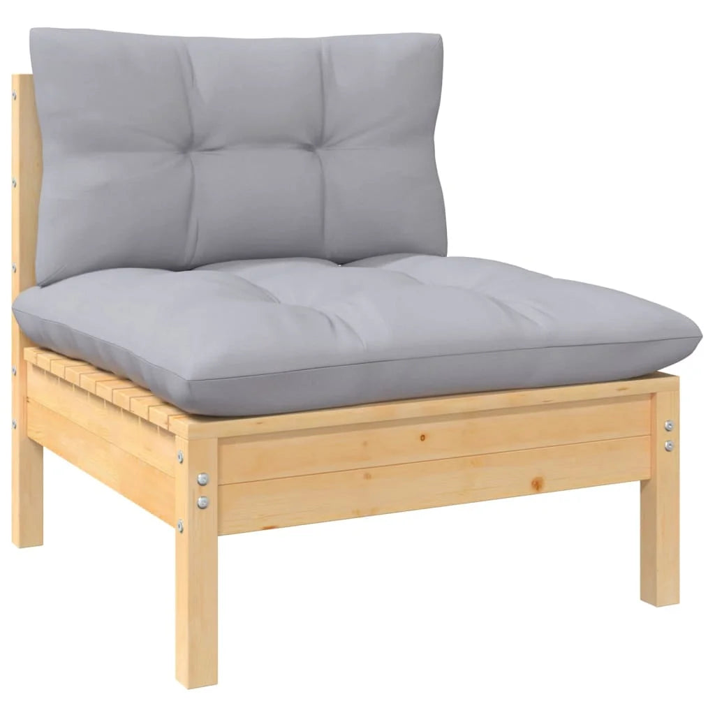 Gray Cushions Solid Pinewood Patio Sofa E255022