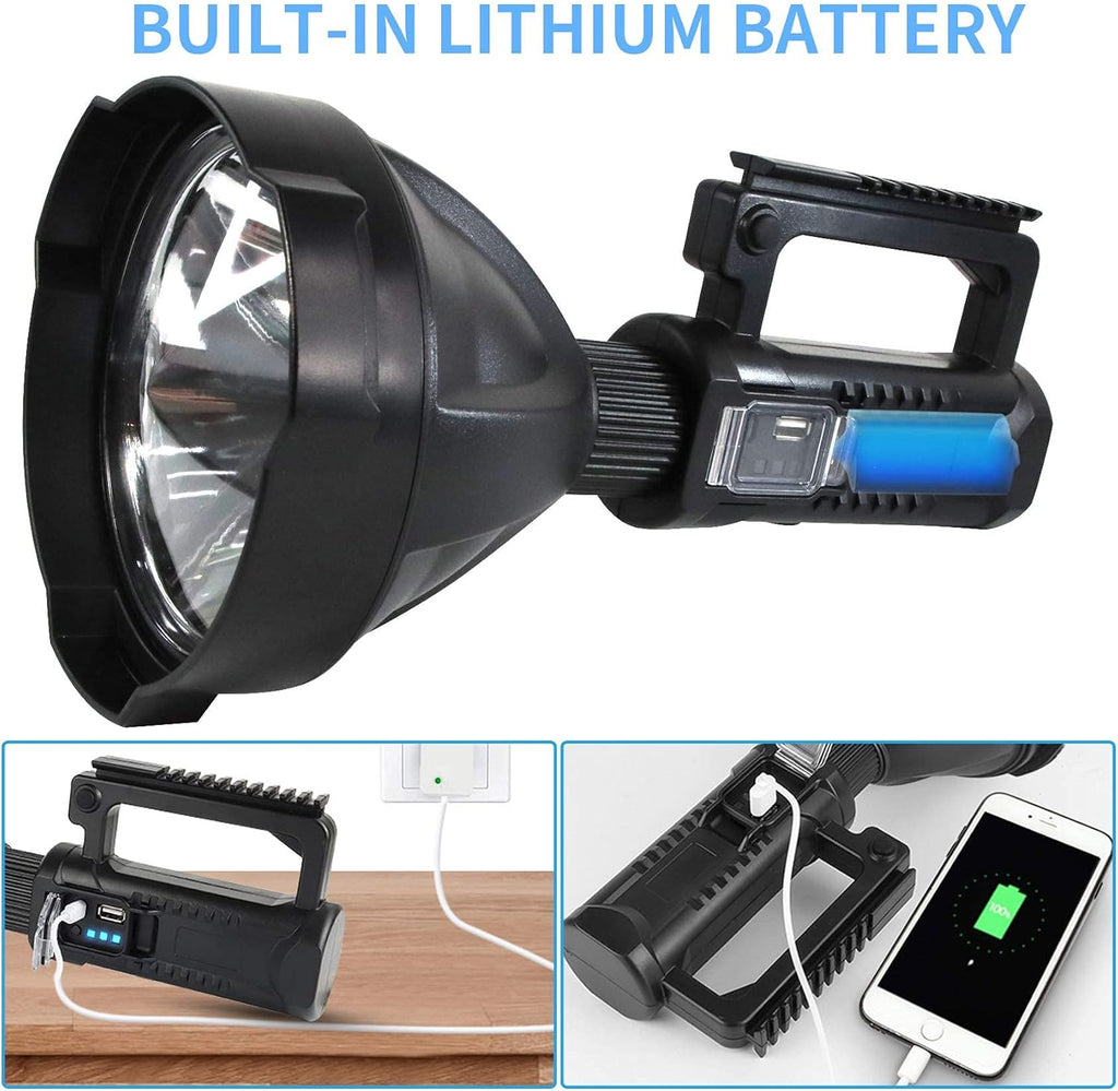 Rechargeable LED Spotlight Flashlight 90000 Lumens with Tripod G912
