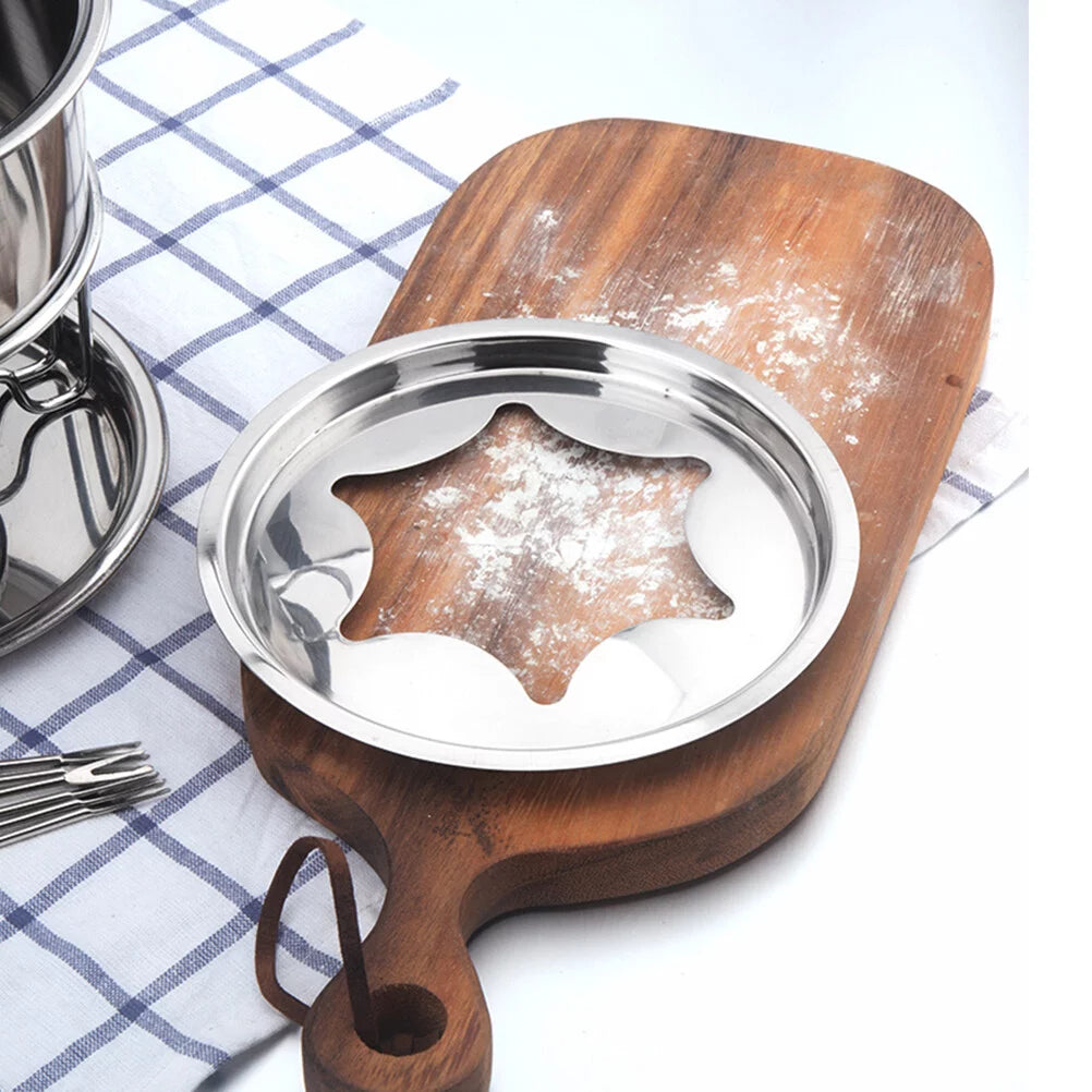 10-Piece Set Stainless Steel Chocolate Melting Pot Cheese Fondue Set W63644