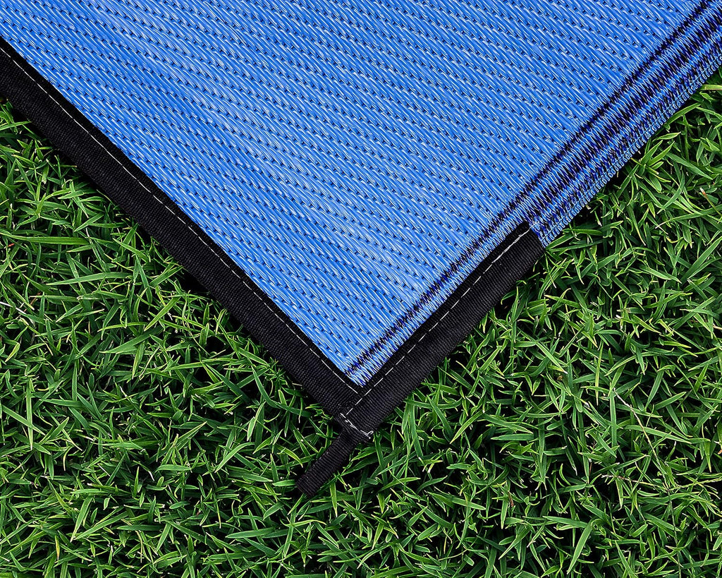 Large Reversible Outdoor Patio Mat (9' x 12', Lattice Blue Design) W8698