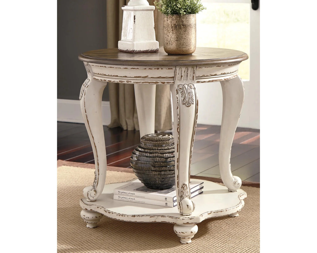 White/Brown End Table S1038