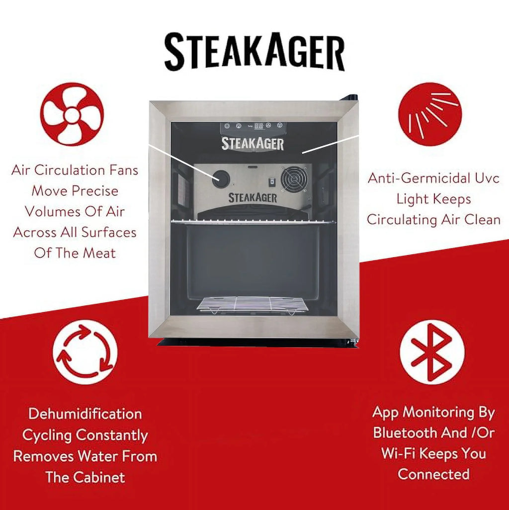Black and Stainless Steel Home Beef Dry Aging Refrigerator with 20Lbs Capacity W9267