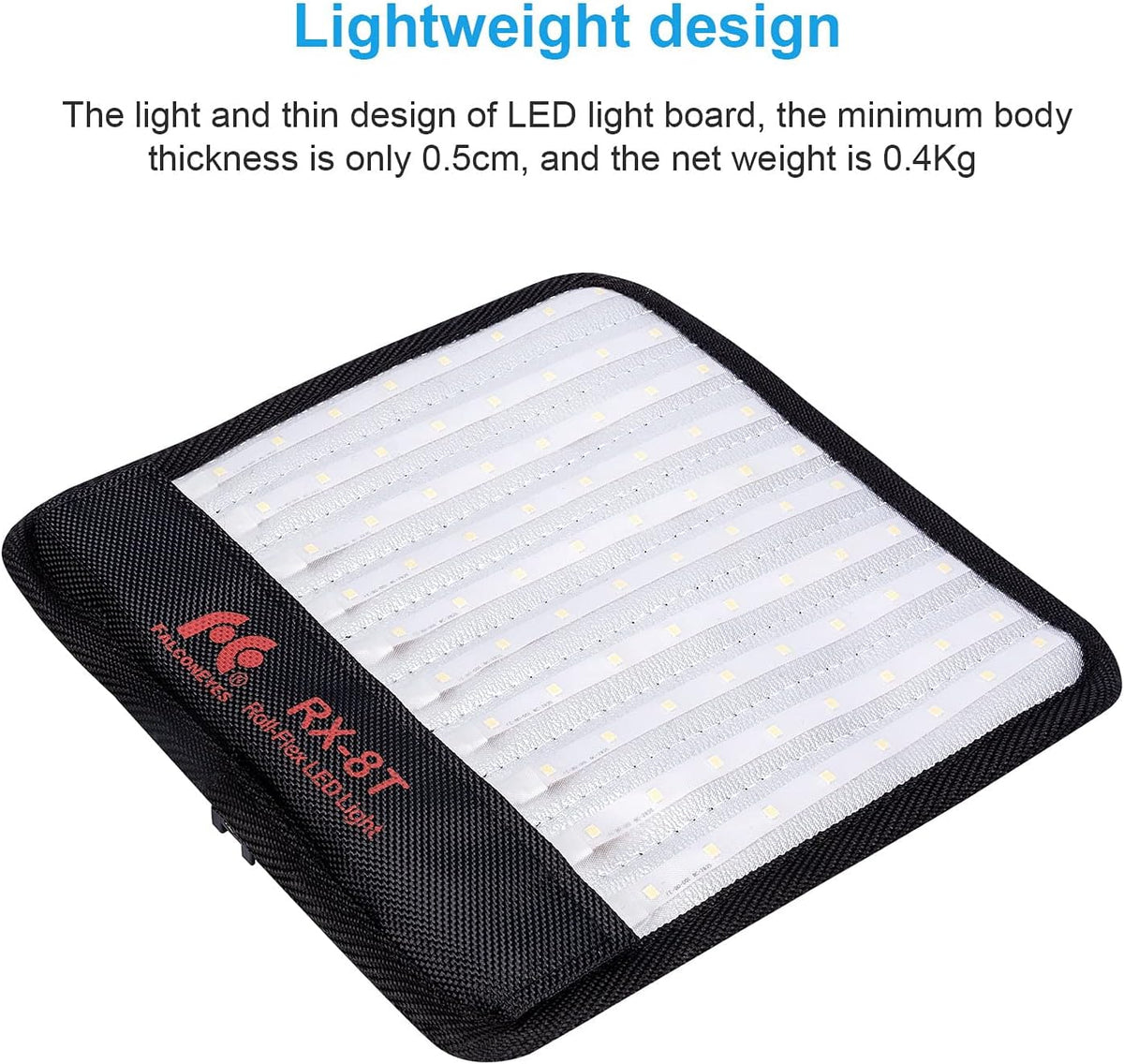 Foldable Flexible LED Light Panel Kit 5600K CRI95 On-Camera Lamp Daylight Splash-Proof W138116