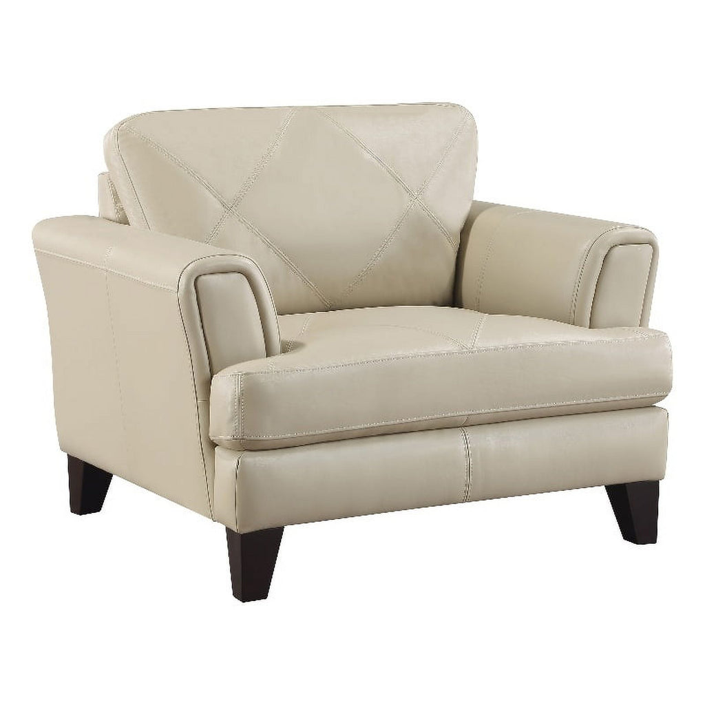 19" Plywood and Leather Chair in Cream M2146