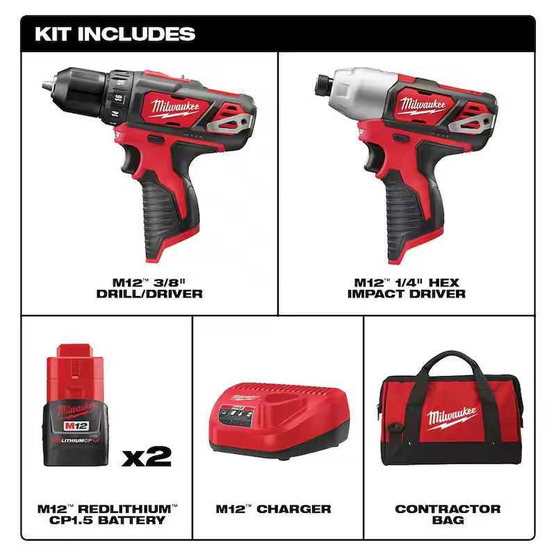 12V Lithium-Ion Cordless Drill Driver/Impact Driver Combo Kit with 45-Piece Bit Set P834937
