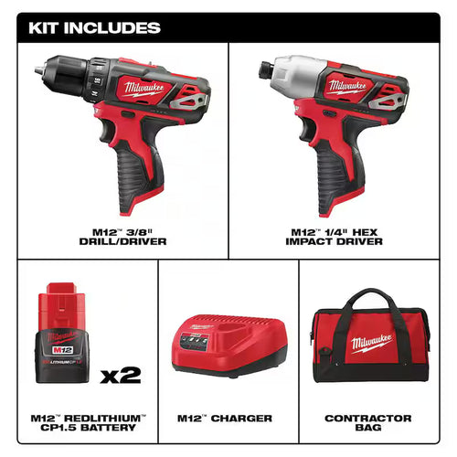 12V Lithium-Ion Cordless Drill Driver/Impact Driver Combo Kit with 45-Piece Bit Set P834937