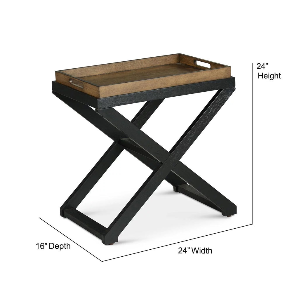 Walnut and Ebony Solid Wood Chairside Table Q805639