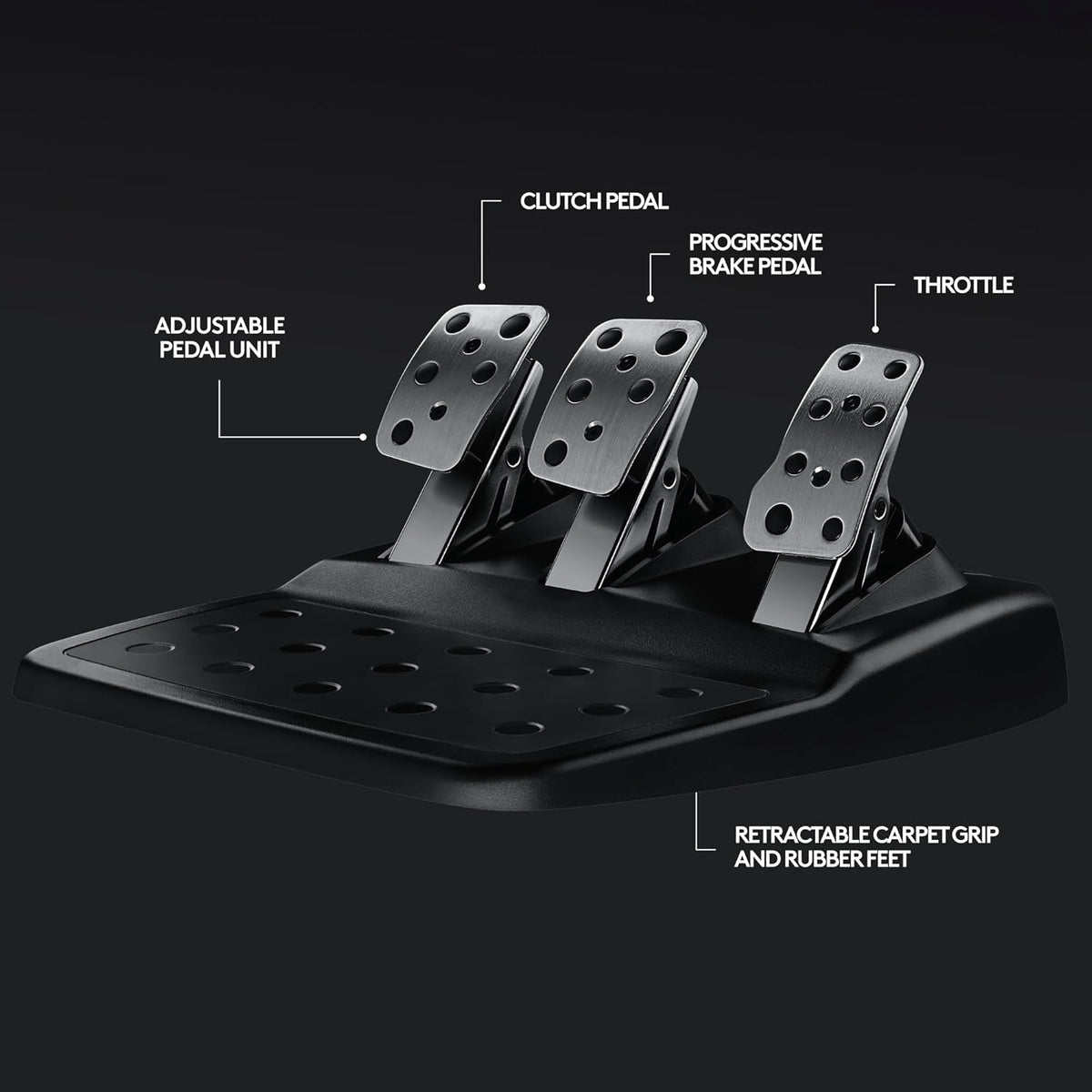 Black Leather Steering Wheel with Floor Pedals V128