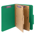 Green Pressboard Classification Folders with 2 Pocket Dividers, Letter size, Box of 10 U938