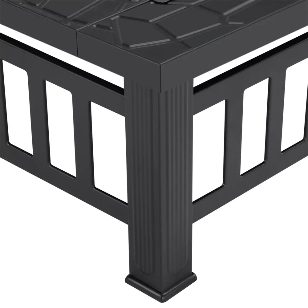32'' Black Metal Square Fire Pit with Cover O9511