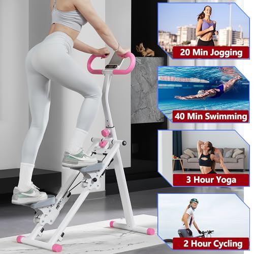Folding Vertical Climber with Adjustable Handlebar & Pedals, 300LBS Load T5215