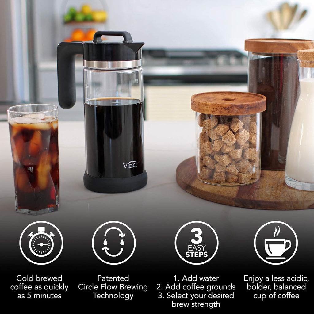 Cold Brew Electric Coffee Maker 1.1 Liter Glass Carafe Y688
