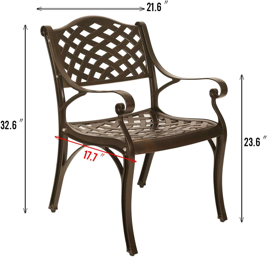 2 Piece Cast Aluminum Outdoor Bistro Dining Chair Set Antique Bronze C617095