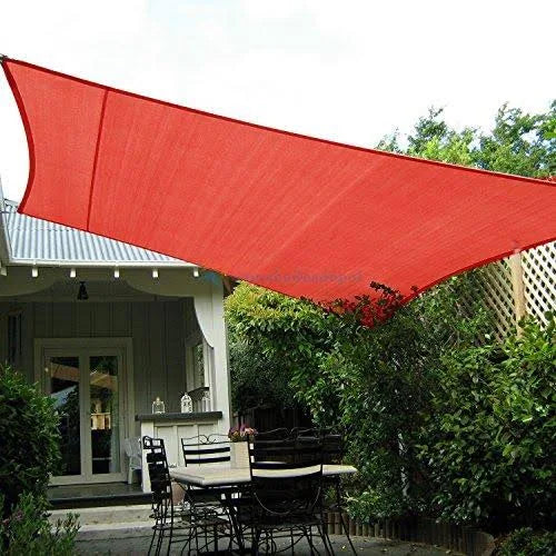 17 x 17 Sun Shade Sail Square Permeable Canopy Red C2386