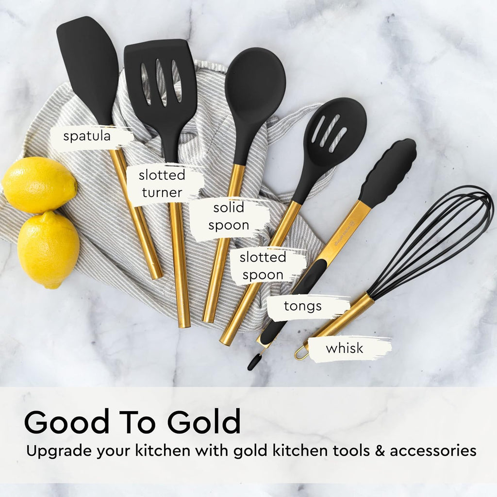 20 Piece Black and Gold Knife Set with Block Self Sharpening O537