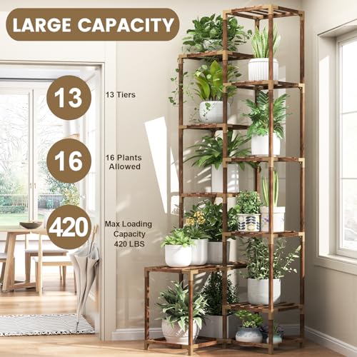 10 Tier Tall Corner Wood Plant Stand Shelf C239360