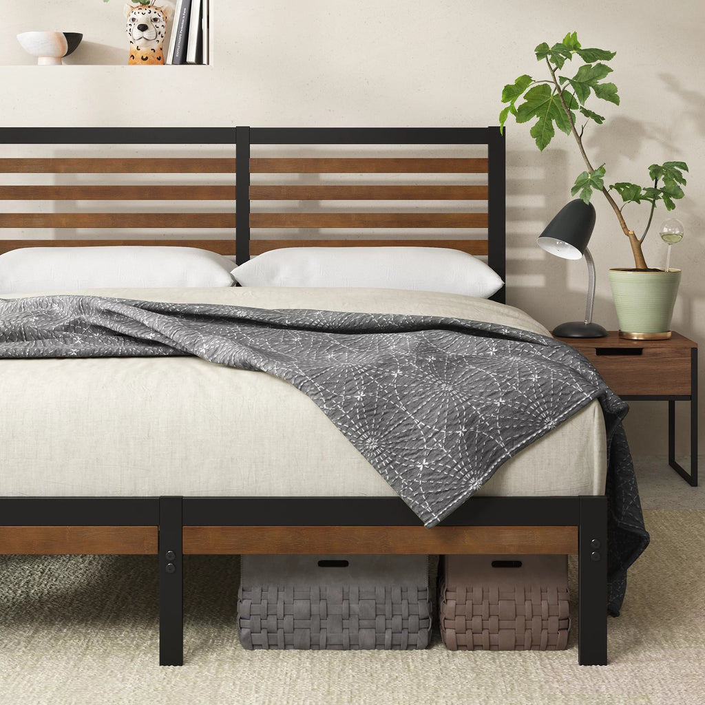 Queen Bamboo and Metal Platform Bed Frame T451