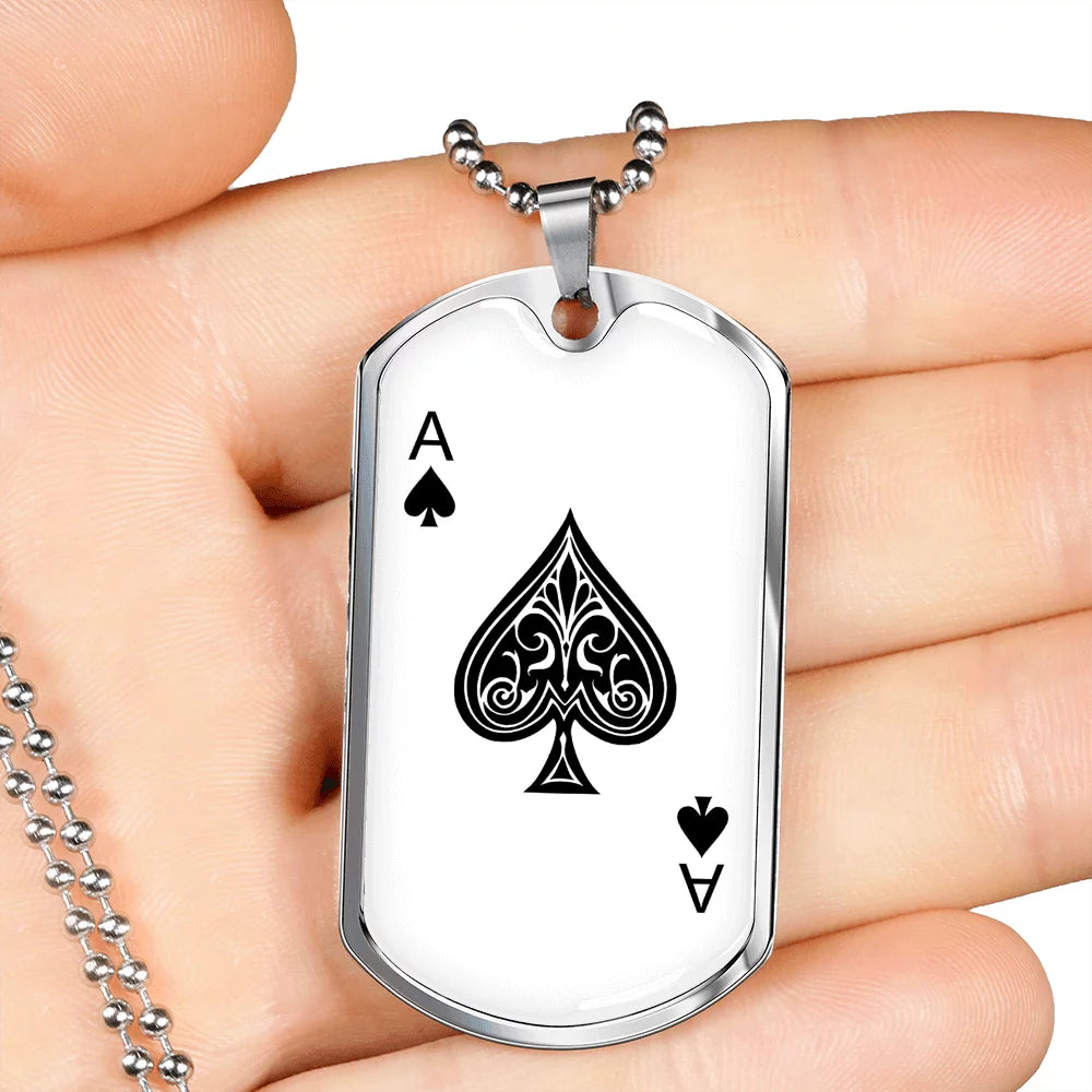 Stainless Steel or 18k Gold Dog Tag Necklace V402