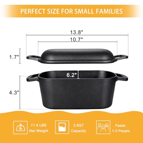 3.6QT Pre-Seasoned Cast Iron Dutch Oven with Lid H843384