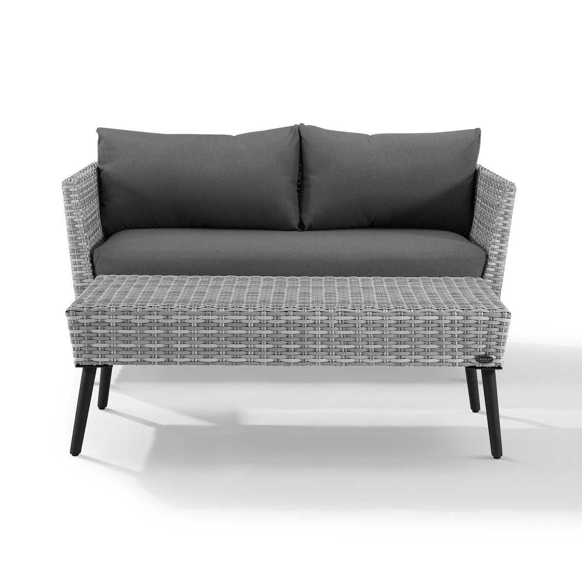 Gray Wicker Patio Sofa Set K75539