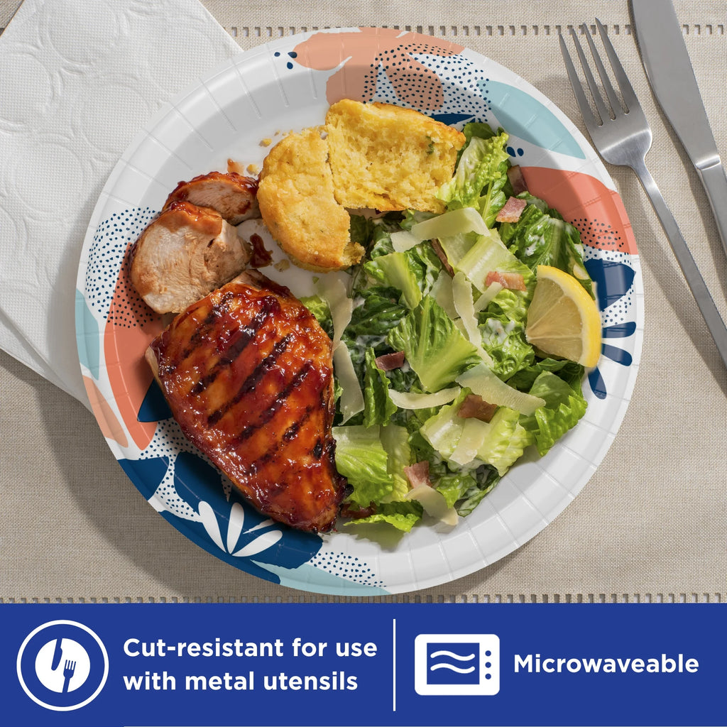 Multicolor 10 in Disposable Paper Plates, 100 Count E55563