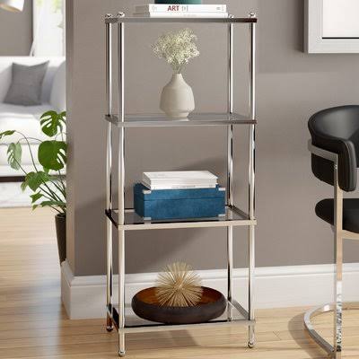 Silver 4-Tier Etagere Bookcase Q8216