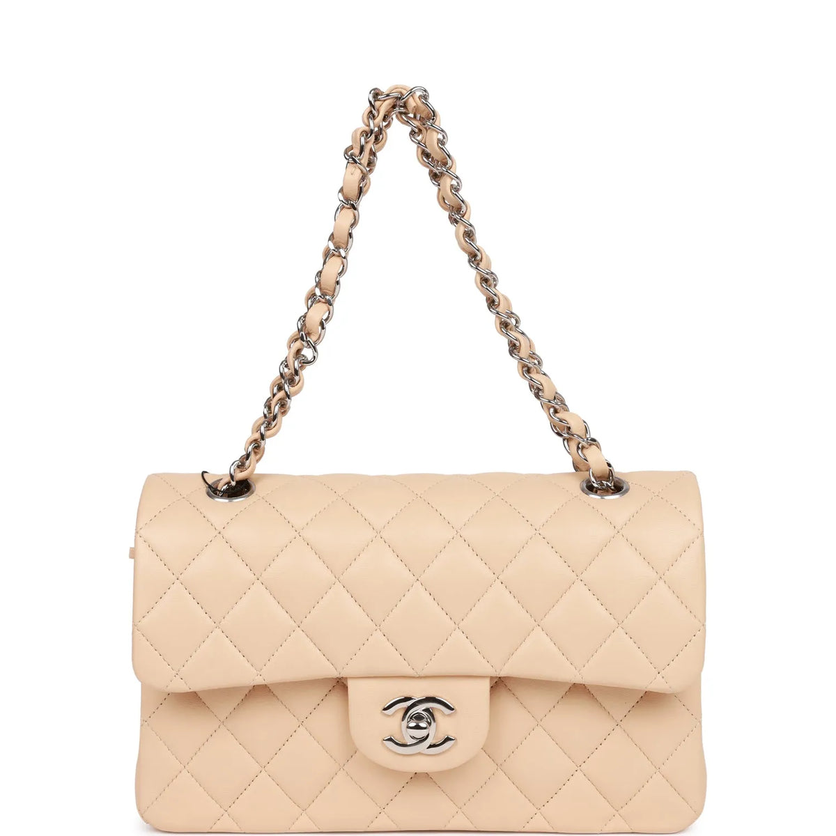Beige Lambskin Flap Bag L34813