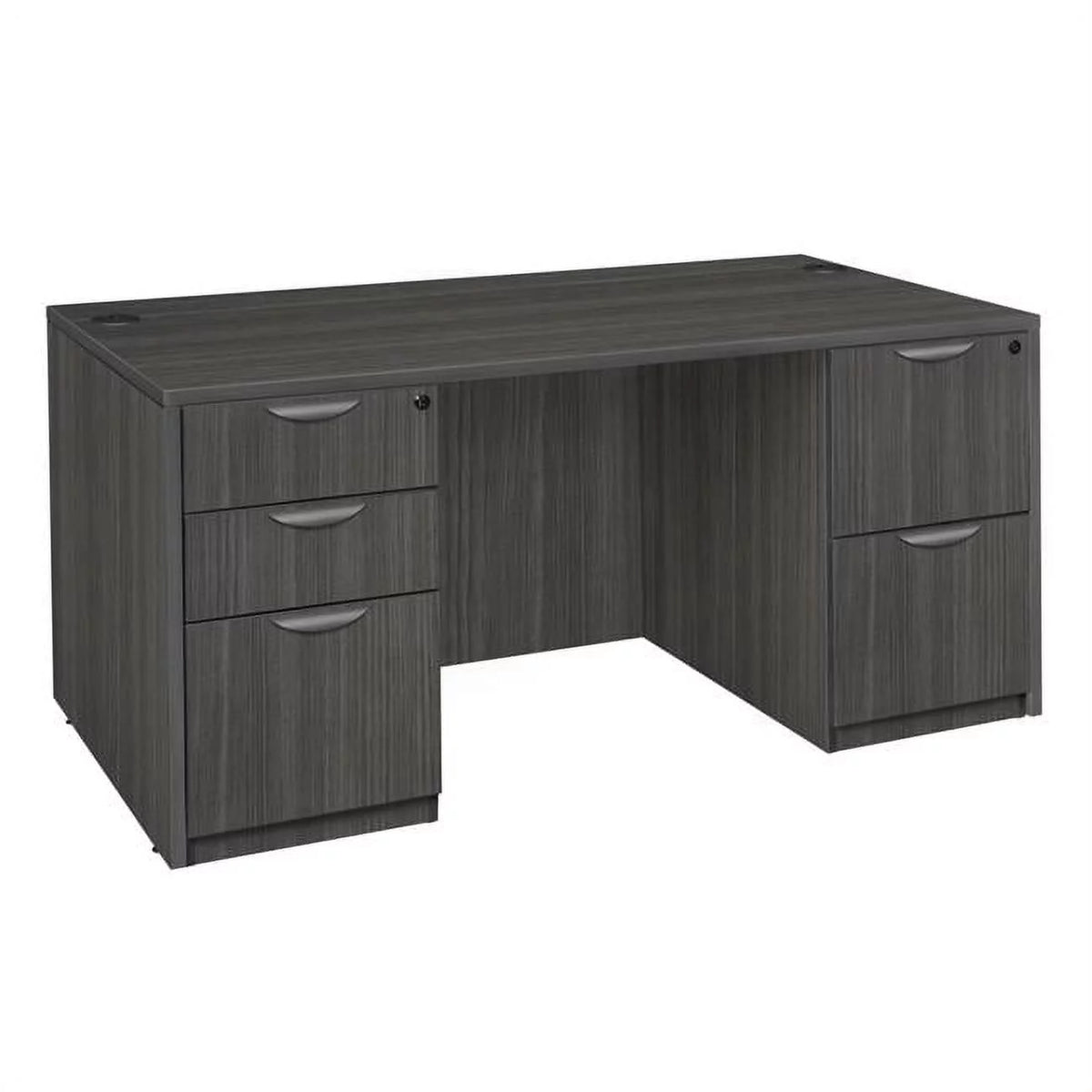 66 in. Double Pedestal Desk, Ash Grey P731620