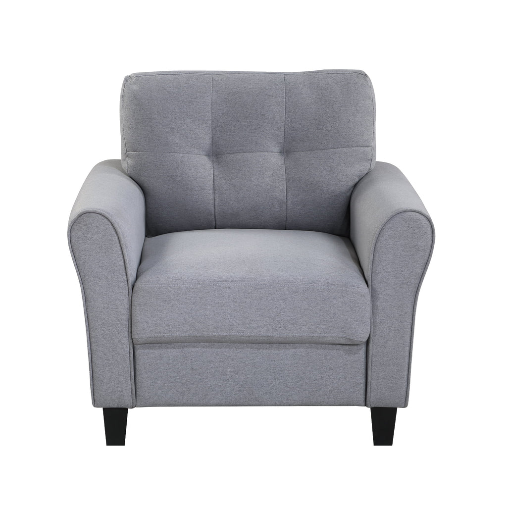 Light Grey-Blue Linen Upholstered Armchair J9228