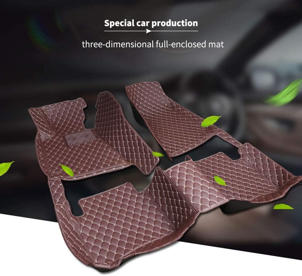 Black with Beige Stitching XPE Leather Car Floor Mats V169