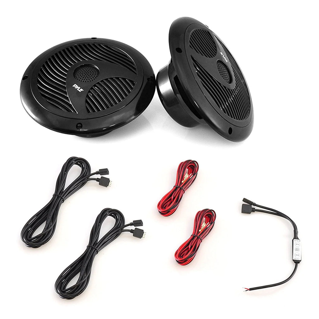 6.5 Waterproof Marine Grade Dual Speakers with LED Lights, 150 Watt, Black Q203