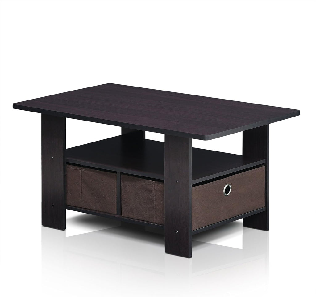 Americano Medium Brown Coffee Table and End Table with Bin Drawer U86554