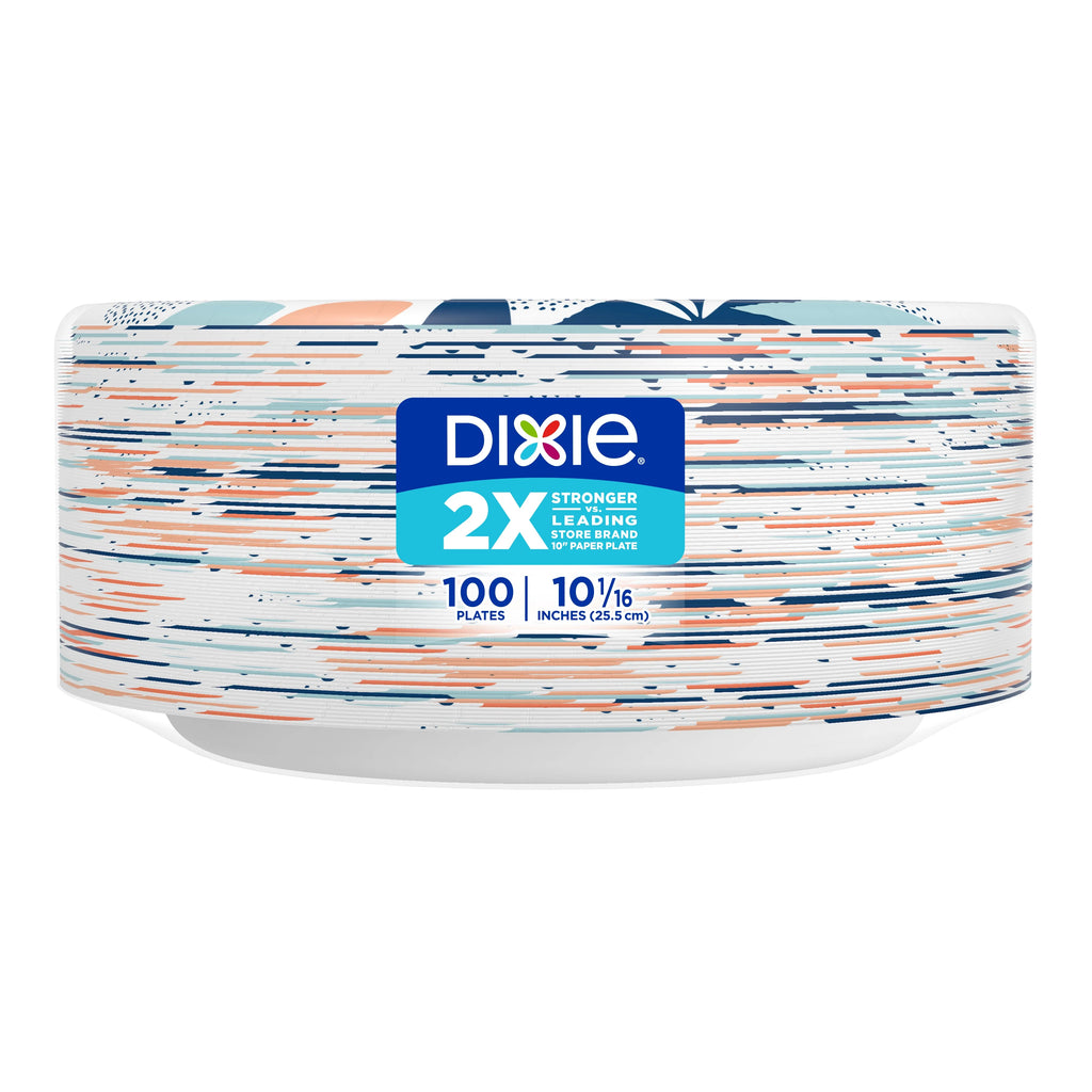 Multicolor 10 in Disposable Paper Plates, 100 Count E55563
