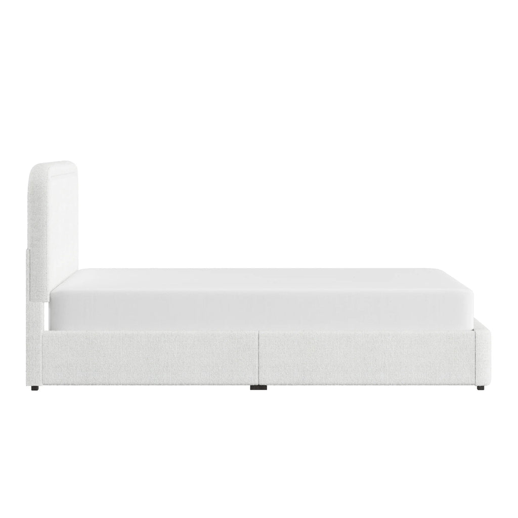 Queen Boucle Platform Bed Y85793
