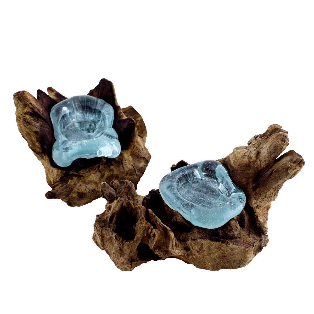 2 Piece Molten Glass Candle Holder Set O9848