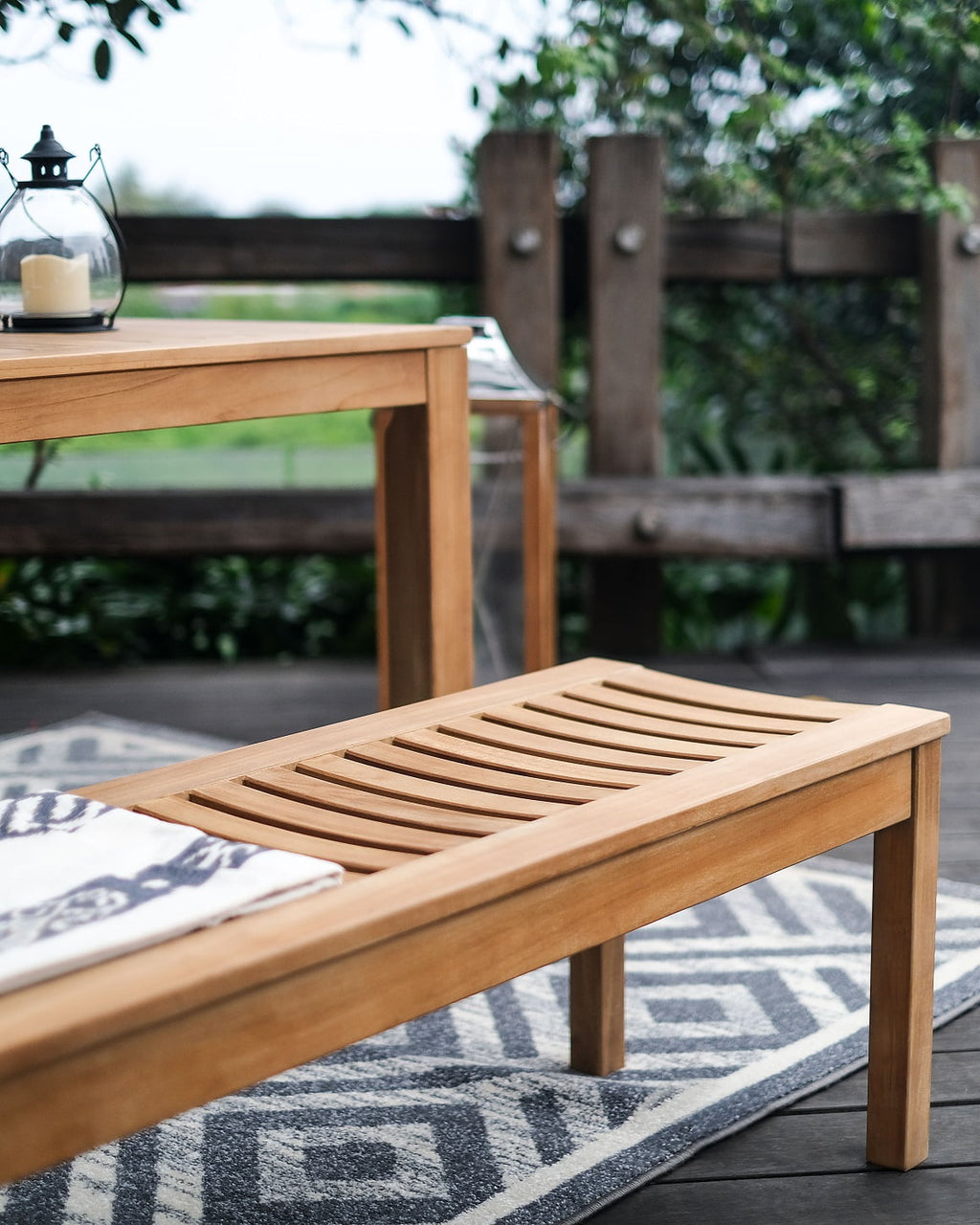 Solid Teak Wood Outdoor Backless Bench I7477