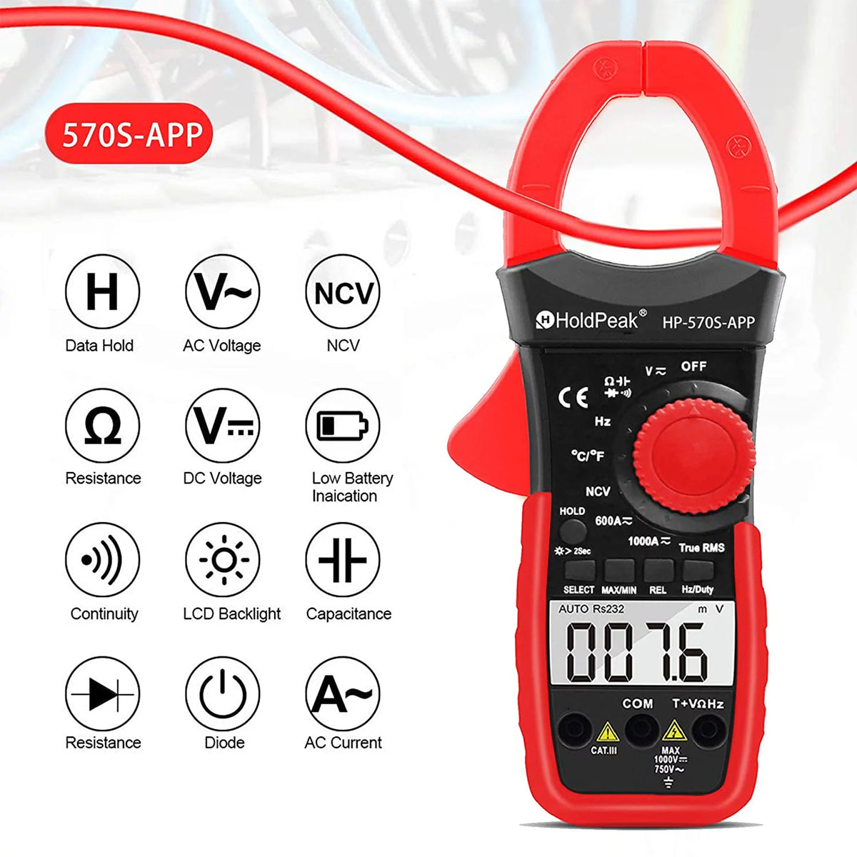 Digital Clamp Meter with APP Control AC/DC Tester 6000 counts C60581