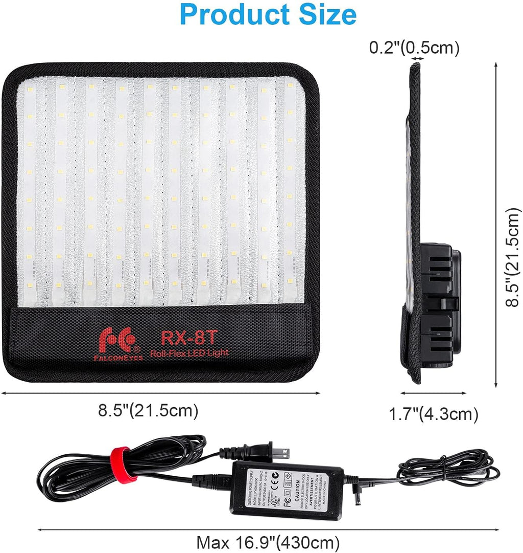 Foldable Flexible LED Light Panel Kit 5600K CRI95 On-Camera Lamp Daylight Splash-Proof W138116