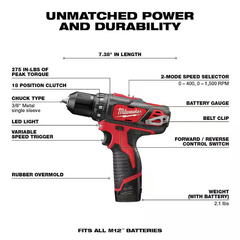 12V Lithium-Ion Cordless Drill Driver/Impact Driver Combo Kit with 45-Piece Bit Set P834937