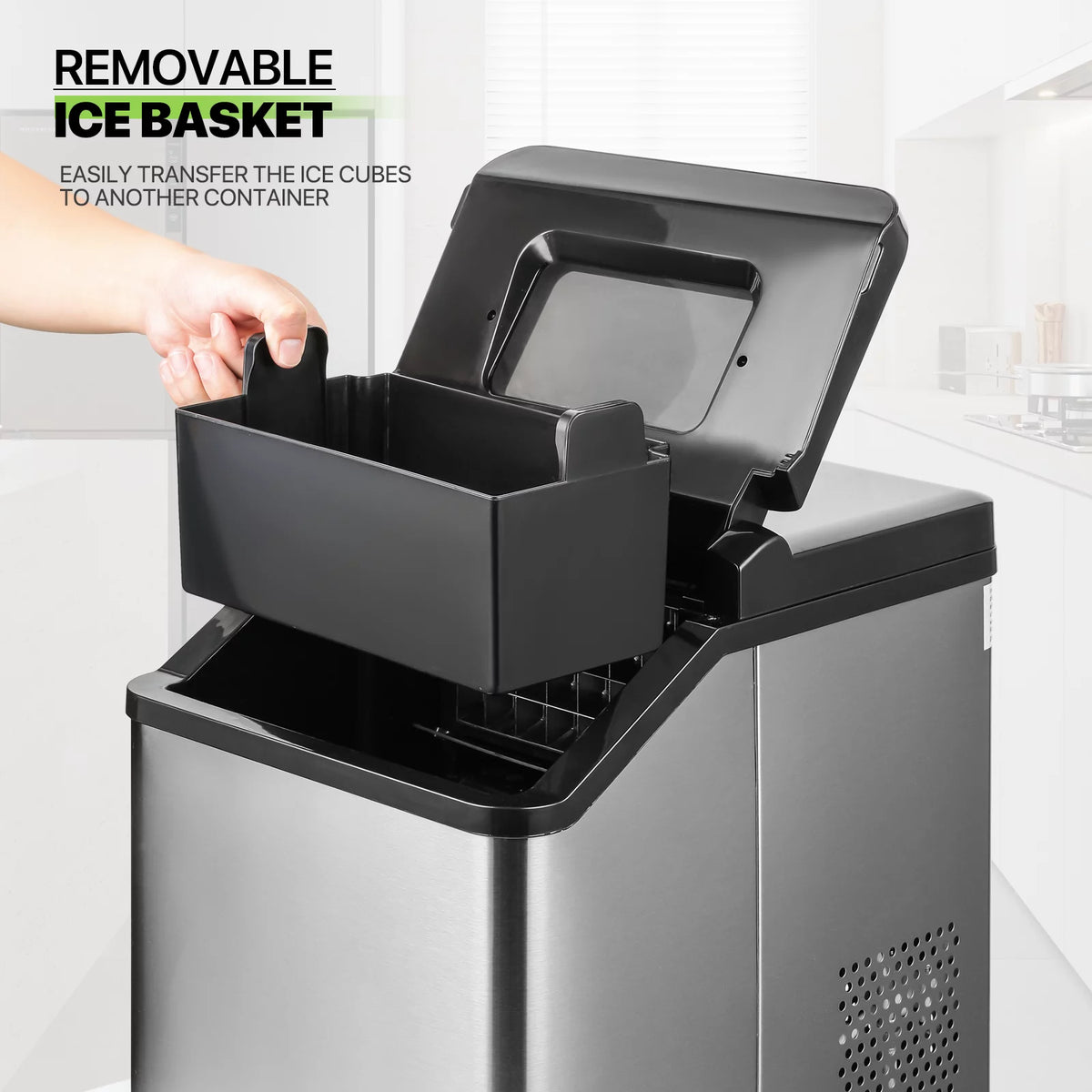 Black Countertop Ice Maker with Basket and Scoop, 26lbs in 24Hrs C79690