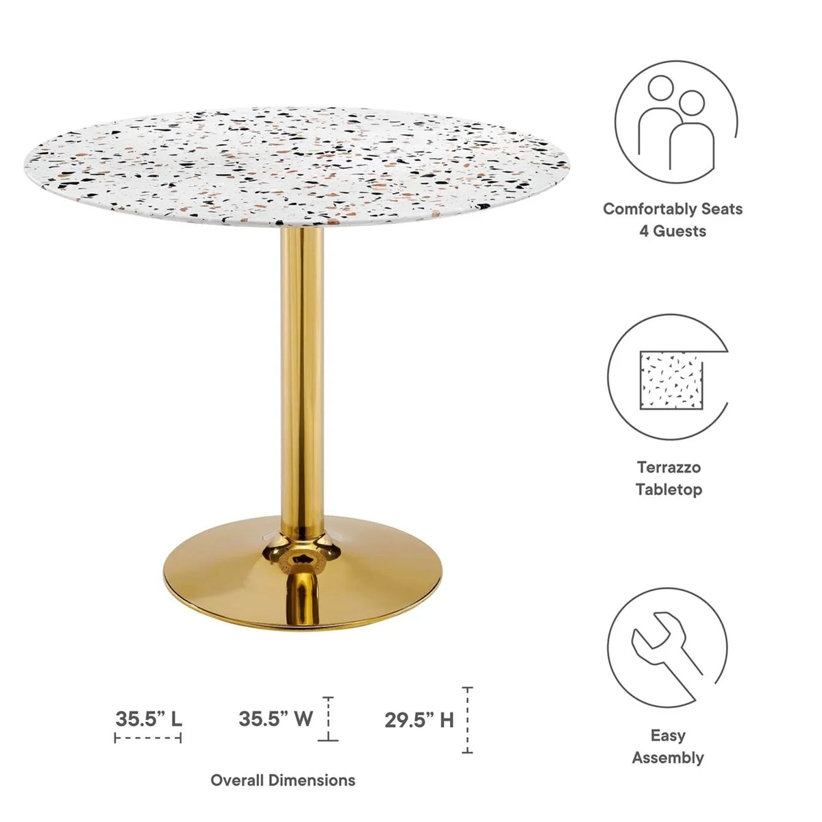 36" Round Terrazzo Metal Dining Table H401650