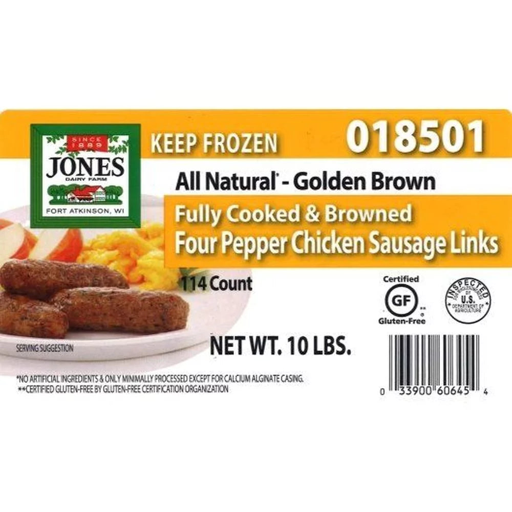 All Natural Fully Cooked Four Pepper Chicken Sausage Links, 1.4 Ounce P221
