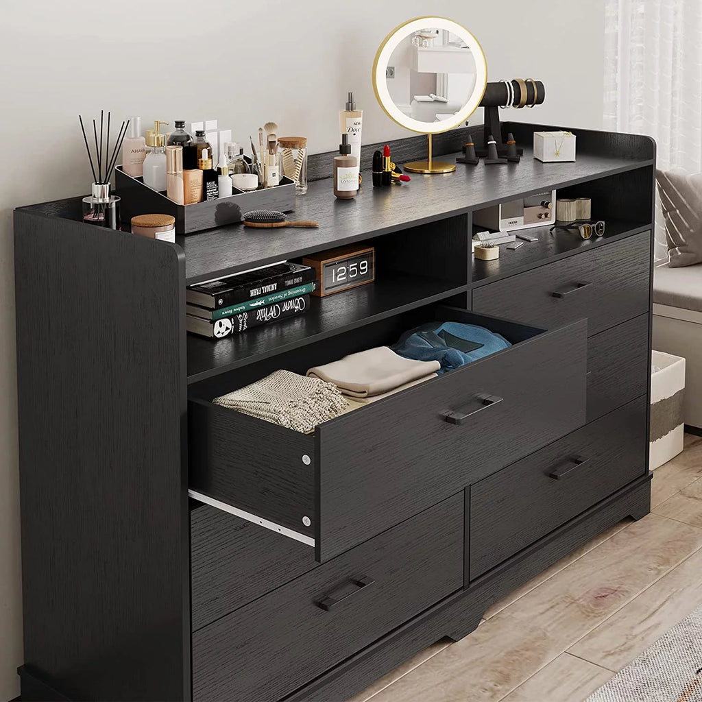 Black 6 Drawer Dresser S61326