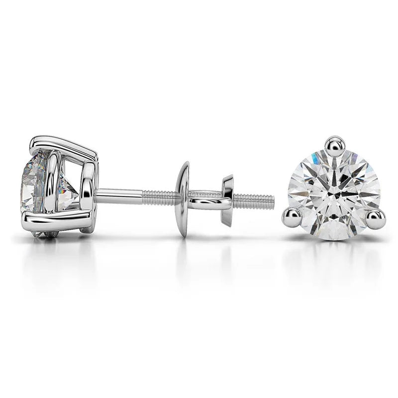18K White Gold Diamond Stud Earrings K637455
