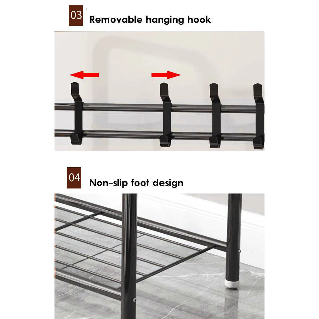 Metal Hall Tree Storage Organizer Shelf Clothes Stand Q346196