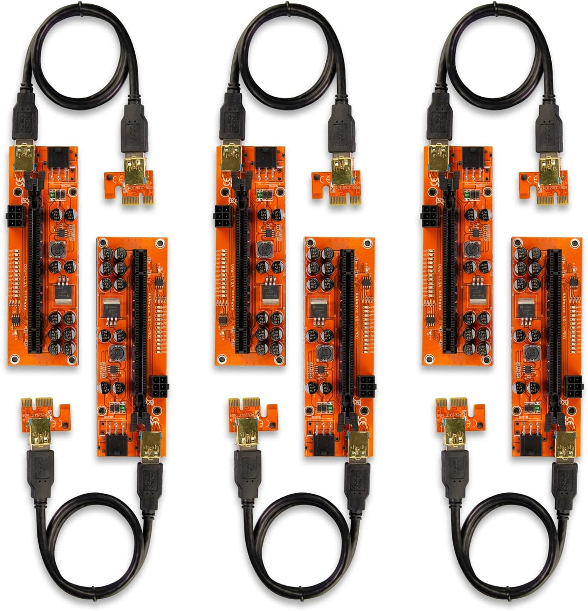 PCIE Riser 1x to 16x Graphic Extension 60cm USB 3.0 Cable Pack of 12 T519
