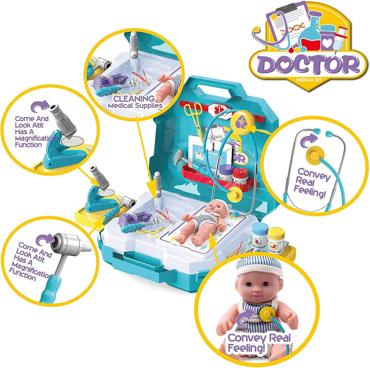 Stainless Steel Toy Medical Tools Set with Carrying Case Z26452