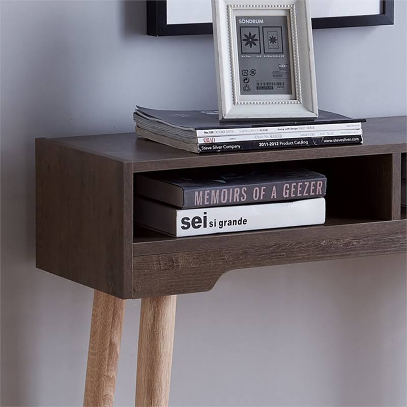 Modern Wood Console Table in Weathered Walnut C38624