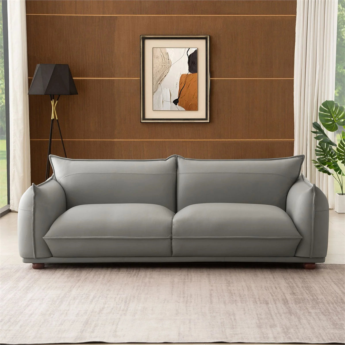 Gray Leather Living Room Couch F99673